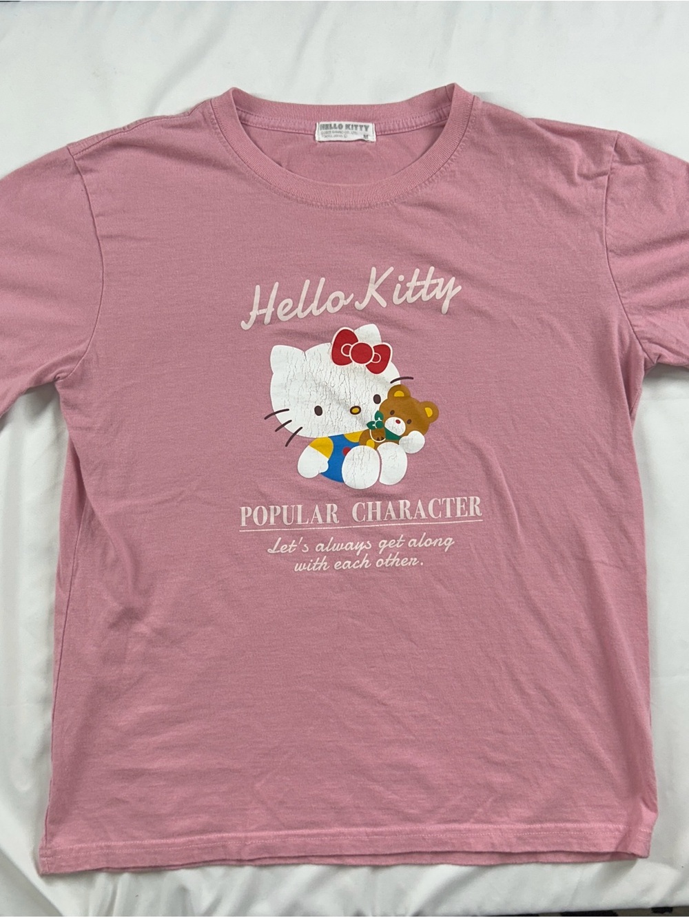 Hello Kitty Sanrio Teddy Bear Graphic Tee Pink Women's M